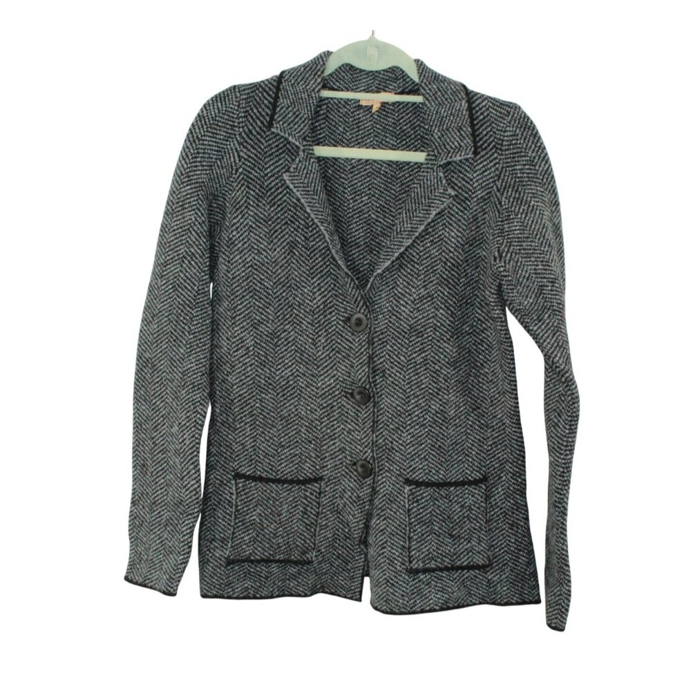 Cocogio Women's Italy Wool Herringbone Knit Cardigan Blazer Jacket Size M Chic